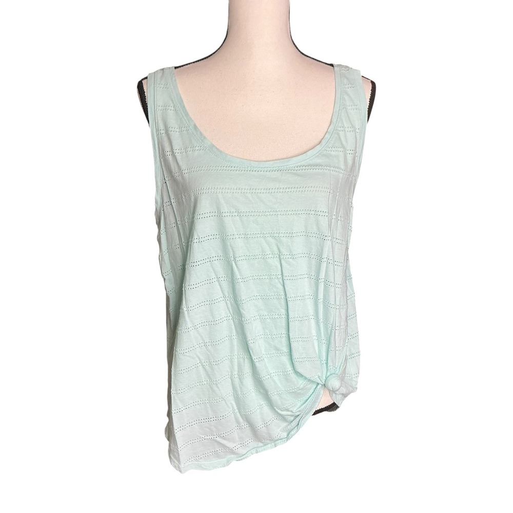 Old Navy‎ Mint Green Tank Top Women XXL Relaxed Pointelle Side Knot 478627-00